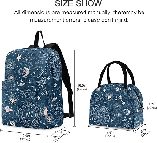 Miniatura 2 de Alchemy Celestial - Juego de mochila y lonchera para niños, mochila de viaje con lonchera aislada para niños y niñas, bonito diseño de impresión