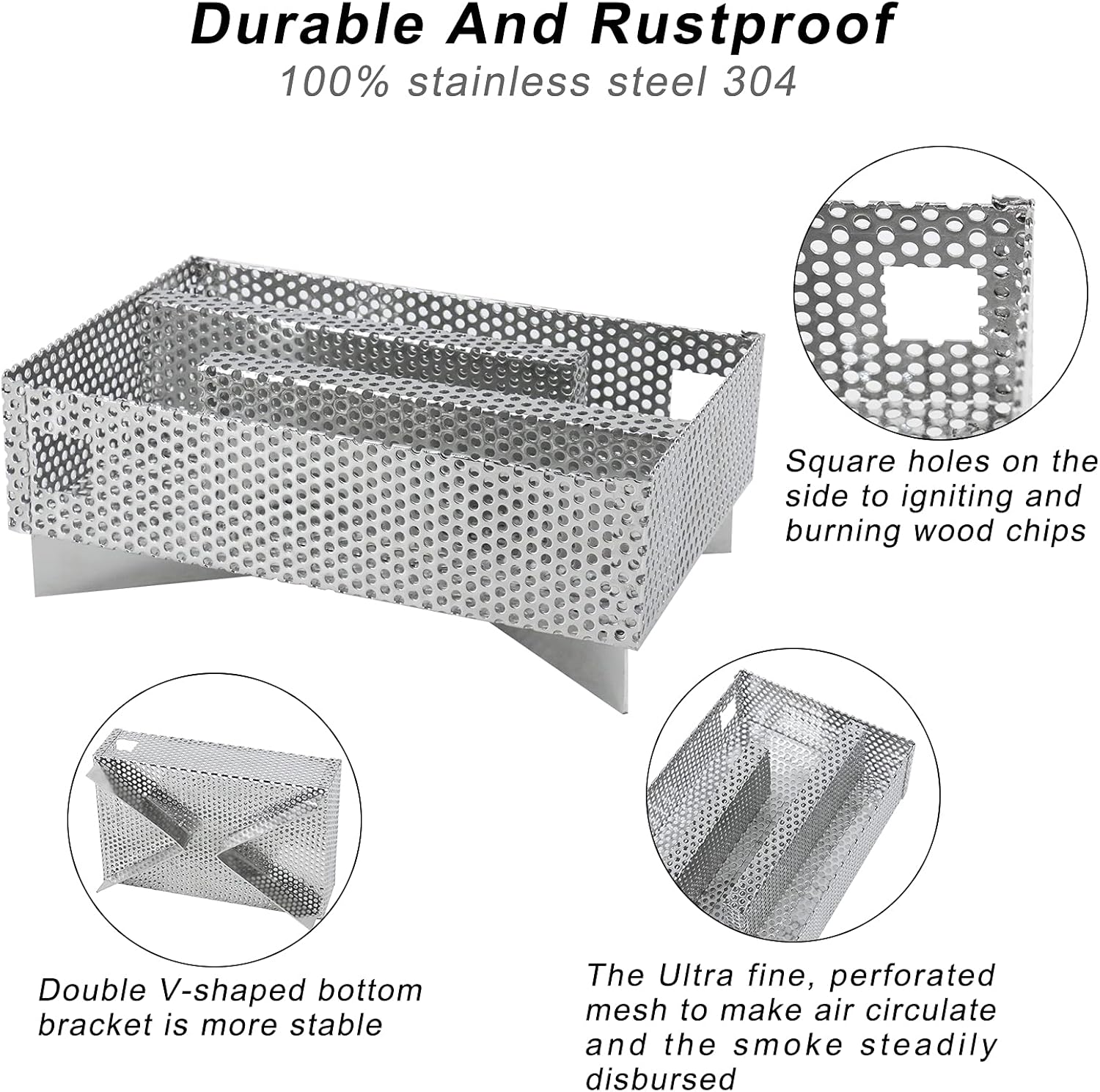 Finderomend Smoker Tray 12 Hours Pellet Maze Smoker Tray, Perfect for Hot and Cold Smoking Meat, Fish, Cheese Pork Smoking with Wood Pellets - Works in Any Type of Grill or Smoker, 5" x 8"