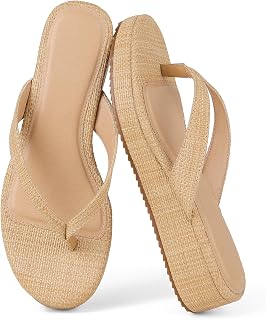mikarka Wedge Flip Flops for Women: Low Wedges Sandals Platform Thong Style | Slip-On Platform Sandals, Comfortable Beach Sandals, Narrow Footbed Summer Sandals, Daily Wear for Dressy, Casual & Vacation