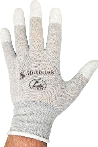 12 Pairs ESD Anti-Static Gloves - Fingertip Coated Inspection Gloves for Industrial & ESD Environment GL4501T
