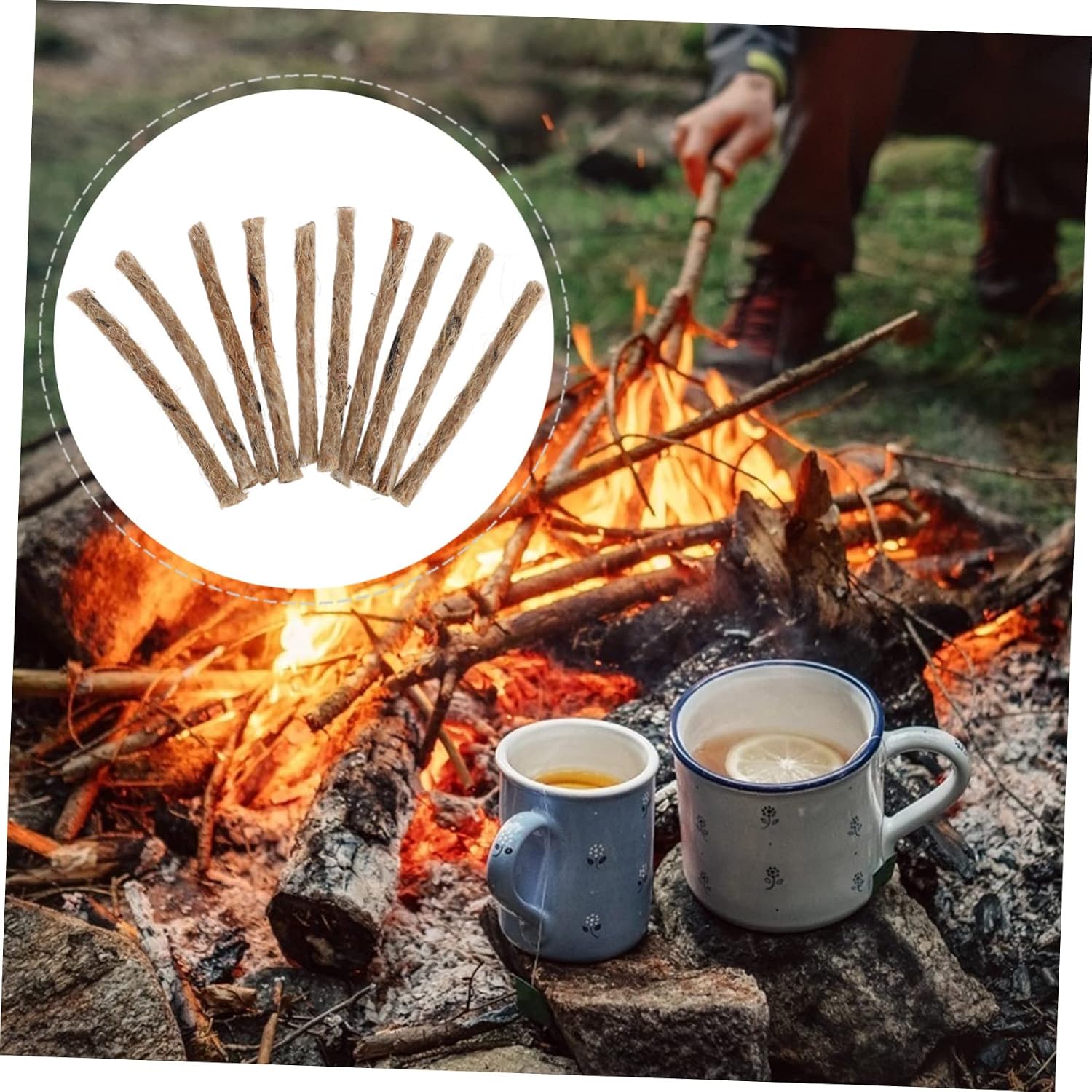 20Pcs Fire Starter Hemp Rope for Camping Outdoor Activities Weather Resistant Fire Starter Cord for Emergency Use for Hiking