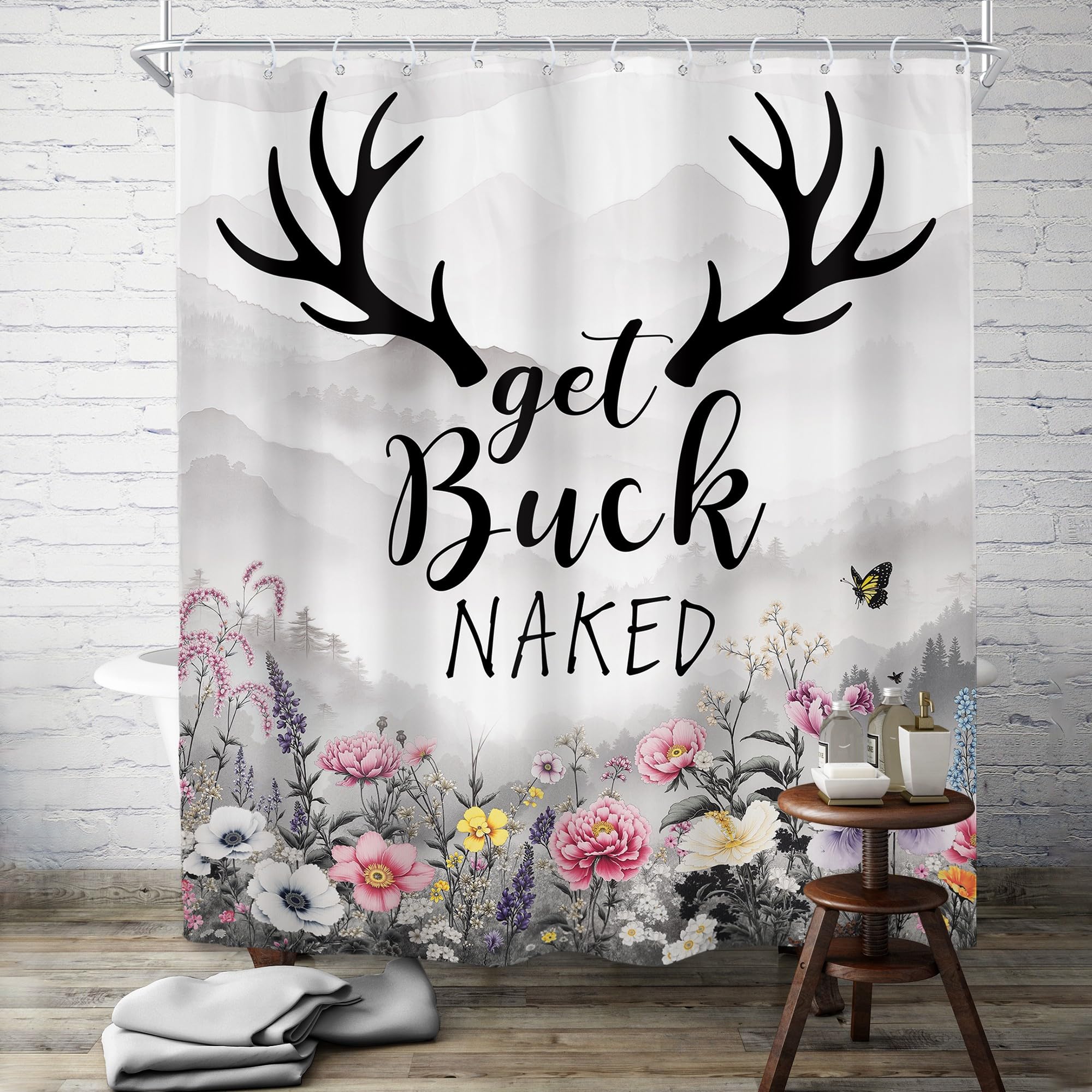 Funny Highland Cow Shower Curtain Set - Western Bathroom Decor -12