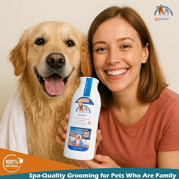 Anti-Itch Relief Dog & Cat Shampoo + Conditioner with Dead Sea Minerals, Hypoallergenic for Sensitive & Allergic Skin, Natural Deodorizing Coat Wash, 15 fl oz