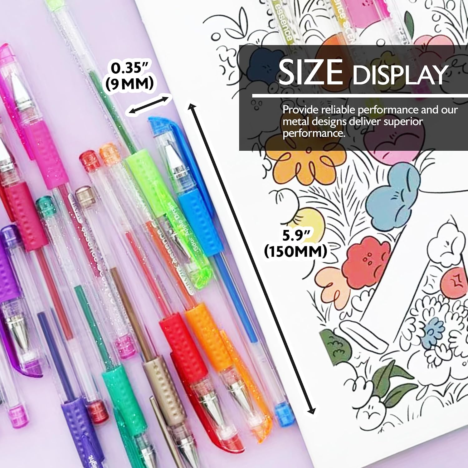 BAZIC Scented Glitter Neon Metallic Gel Pen, 24 Color Smooth Writing for Drawing Coloring Greeting Card Art (24/Pack), 1-Pack