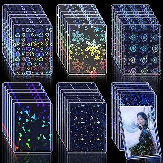 72 PCS Photocard Sleeves Hard Plastic Idol Card Top Loaders 97x77mm Laser Flashing Holographic Trading Card Protectors for Sport Game Baseball Football