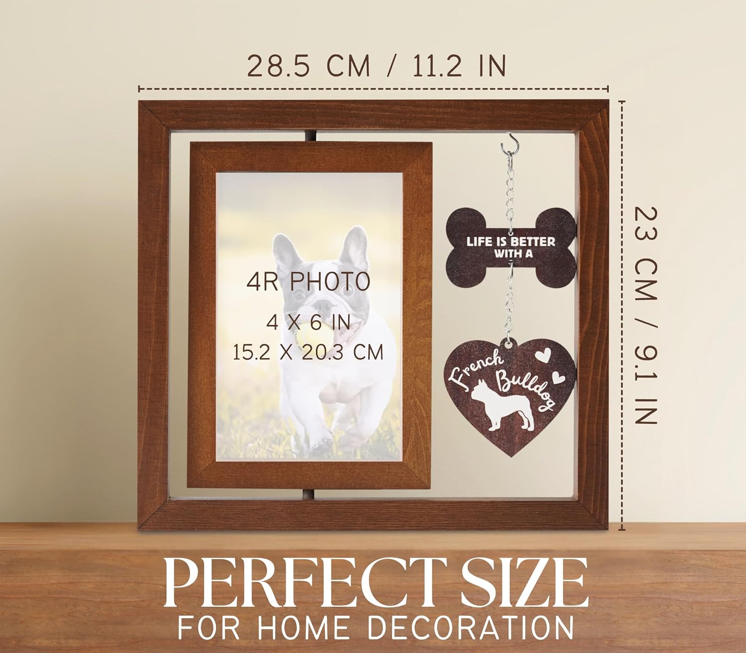 InnoBeta French Bulldog Gifts, Rotating Picture Frame, 4x6 Double-Sided Display Photo Frame, Life is Better with A French Bulldog