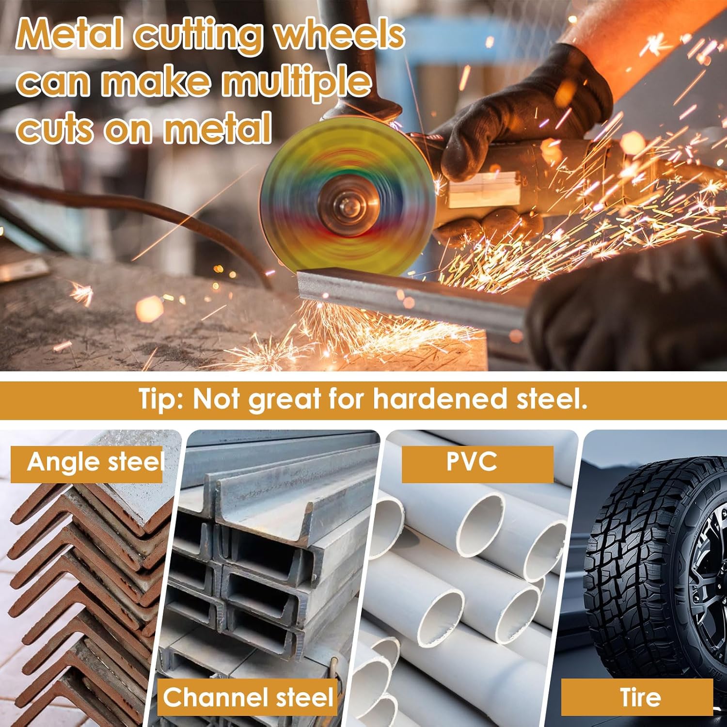 6 Pack 4-1/2 Inch Diamond Cutting Wheel with 7/8" Arbor, 4 1/2 Cut Off Wheels for Metal Fits All 7/8" Angle Grinders, Angle Grinder Cutting Wheel on Rebar, Steel, Iron, Alloy and INOX