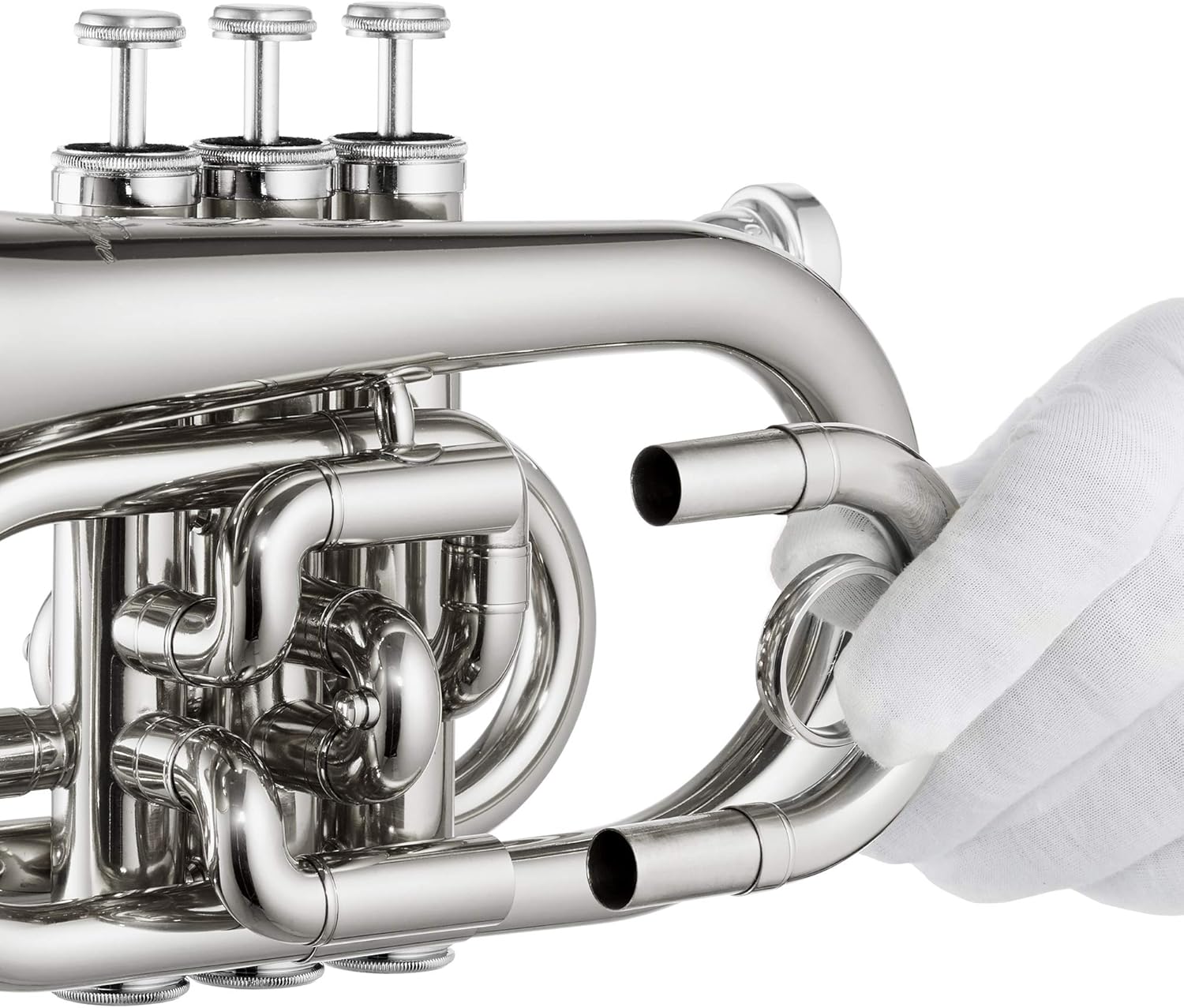Ashthorpe Bb Brass Pocket Trumpet with Nickel Plated Finish - Includes Case, Mouthpiece, Gloves, Cleaning Cloth, Valve Oil : Musical Instruments