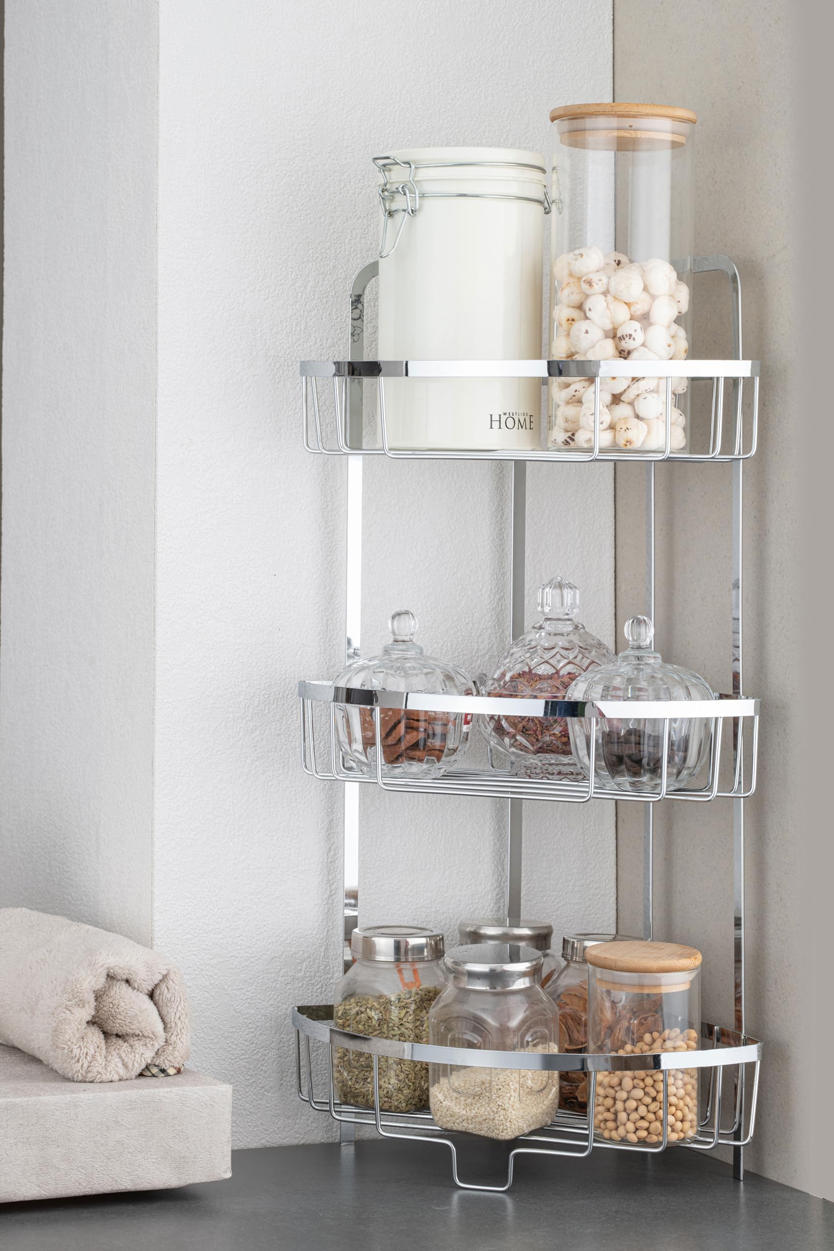 Zupa Stainless Steel 3 Tier Kitchen Corner Rack | Storage Shelf/Dish Rack/Kitchen Storage Rack/Bowl Rack/Shelf for Plates Bowls & Cups/Kitchen Organizer | 29 x 29 x 55.5 CM (Silver) (B0CLD189SD) Amazon Price History, Amazon Price Tracker