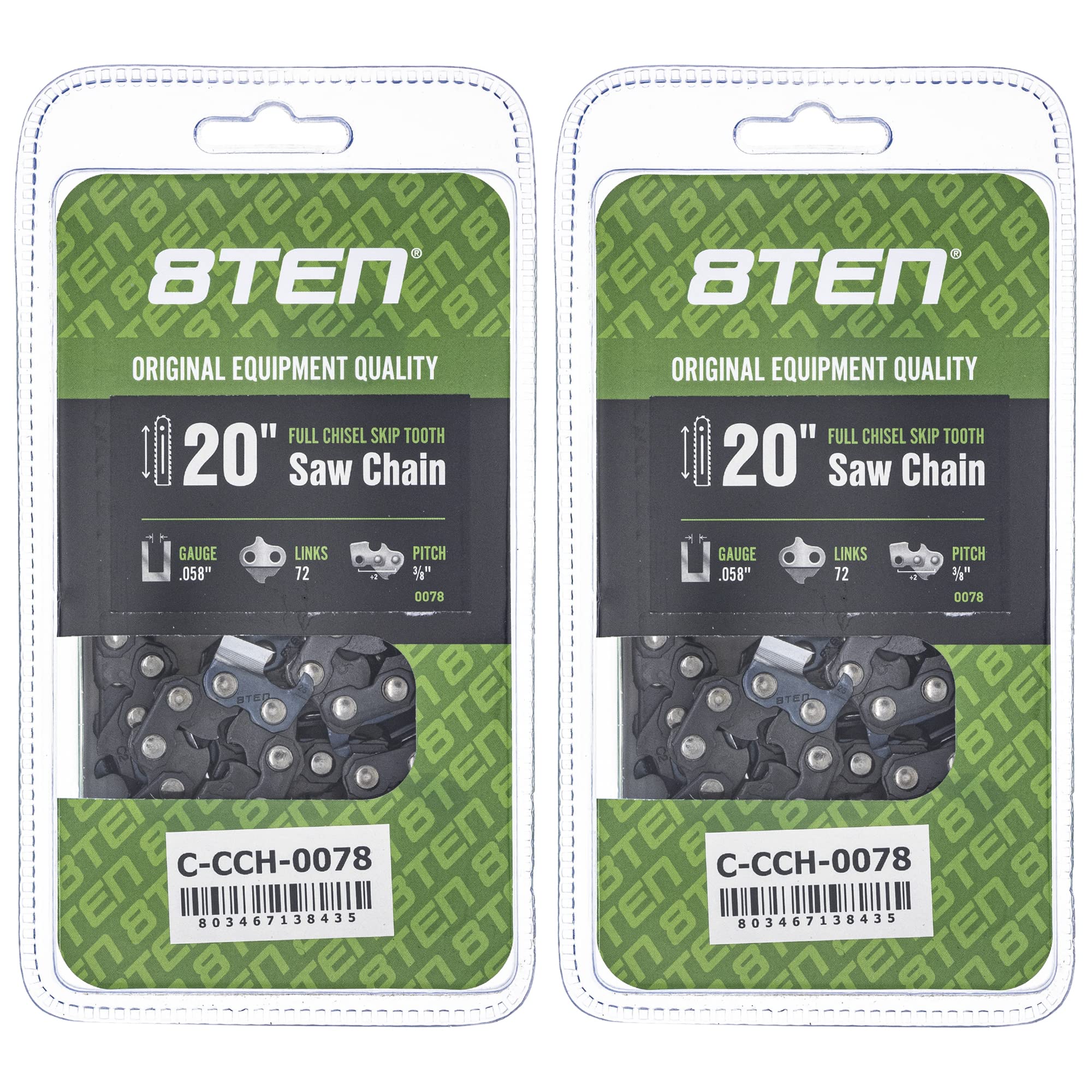 Amazon.com: 8TEN Full Chisel Skip Tooth Chainsaw Chain 20 Inch