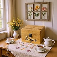 Vista 4 de Caja de almacenamiento para tarjetas de recetas de 4 x 6 pulgadas, soporte para teléfonotabletatarjetas en la parte superior del baúl de madera