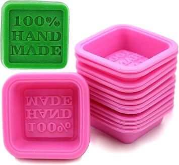 20-Pack DIY Handmade Soap Molds, Baking Molds, Cupcake Liners - 100% Handmade Square Silicone - Microwave, Oven, Refrigerator, Freezer and Dishwasher Safe for Homemade Craft Square