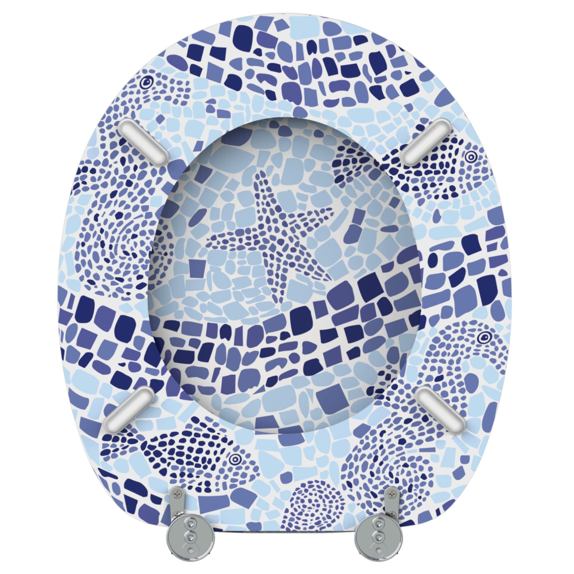 Sanilo Abattant WC, Grande sélection de lunettes de toilette, Finition de haute qualité, Charnières robustes, Fixation facile (Mosaïque mondiale)