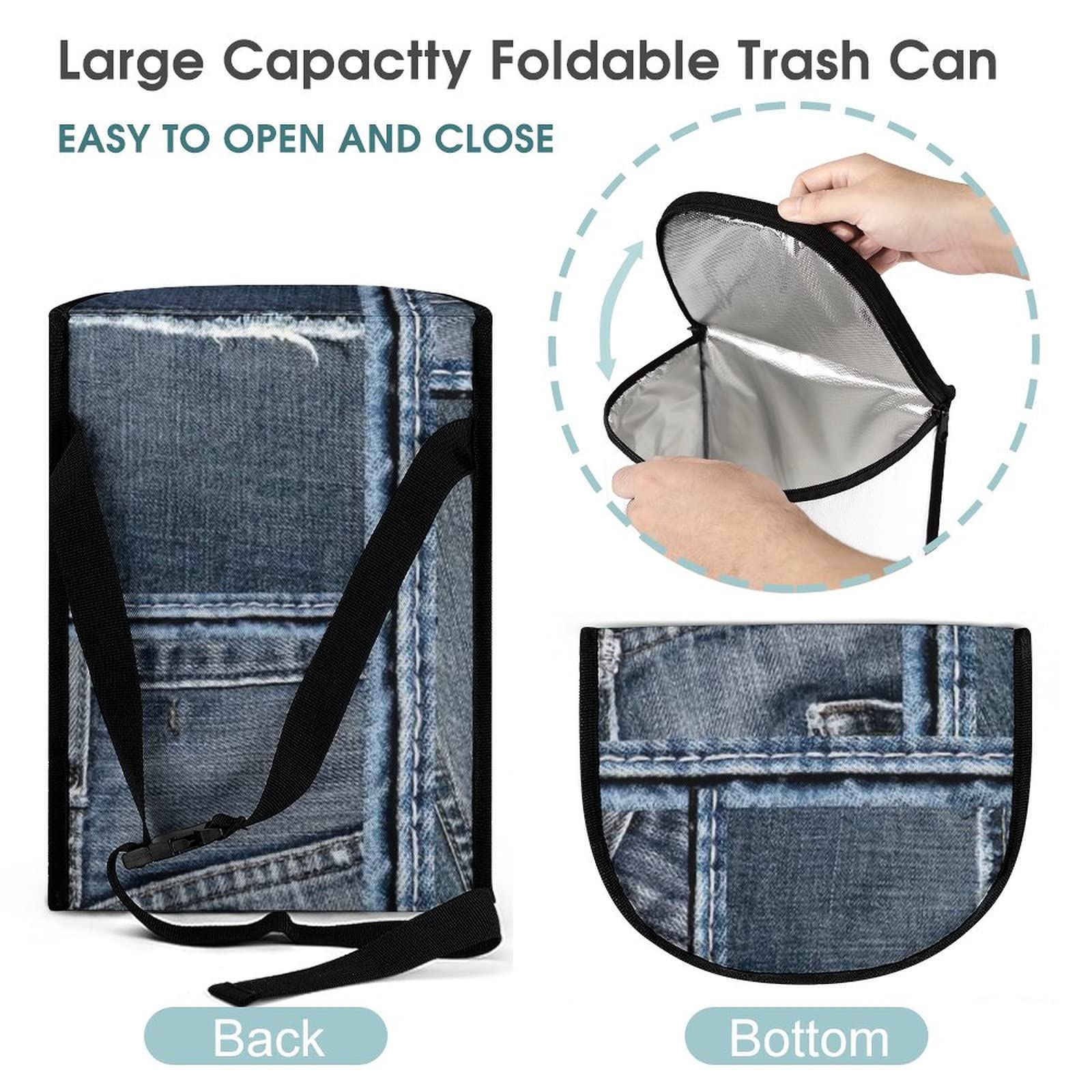 Amazon.co.jp: デニム ふた付きの車のゴミ箱 車載ゴミ袋 車用収納