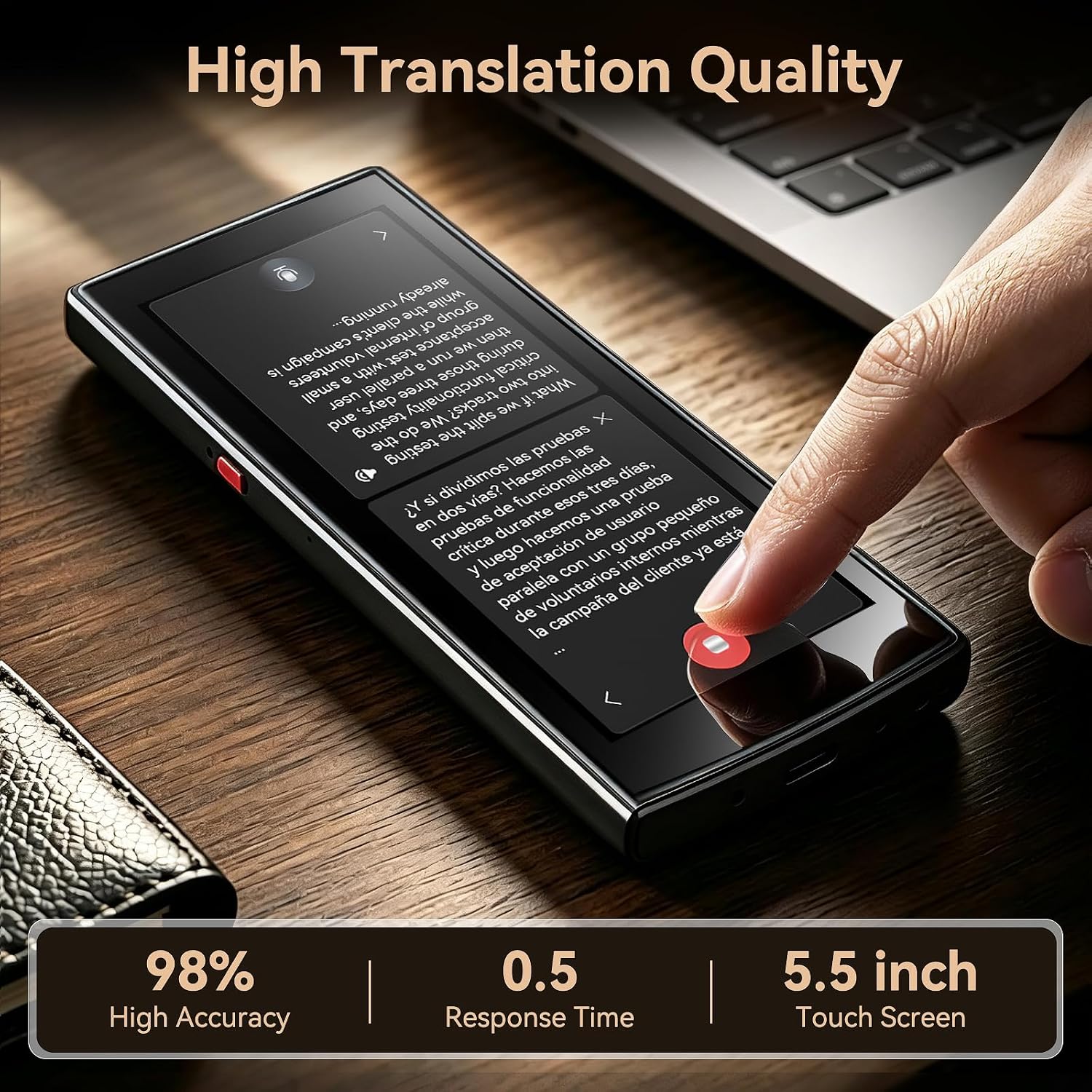 Language Translator Device No Wifi Needed, High-end Upgraded Ai Translator, Offline Real-Time Voice Spainish Translation, Support 150 Languages, Recording&Photo Premium Translation Device for Business