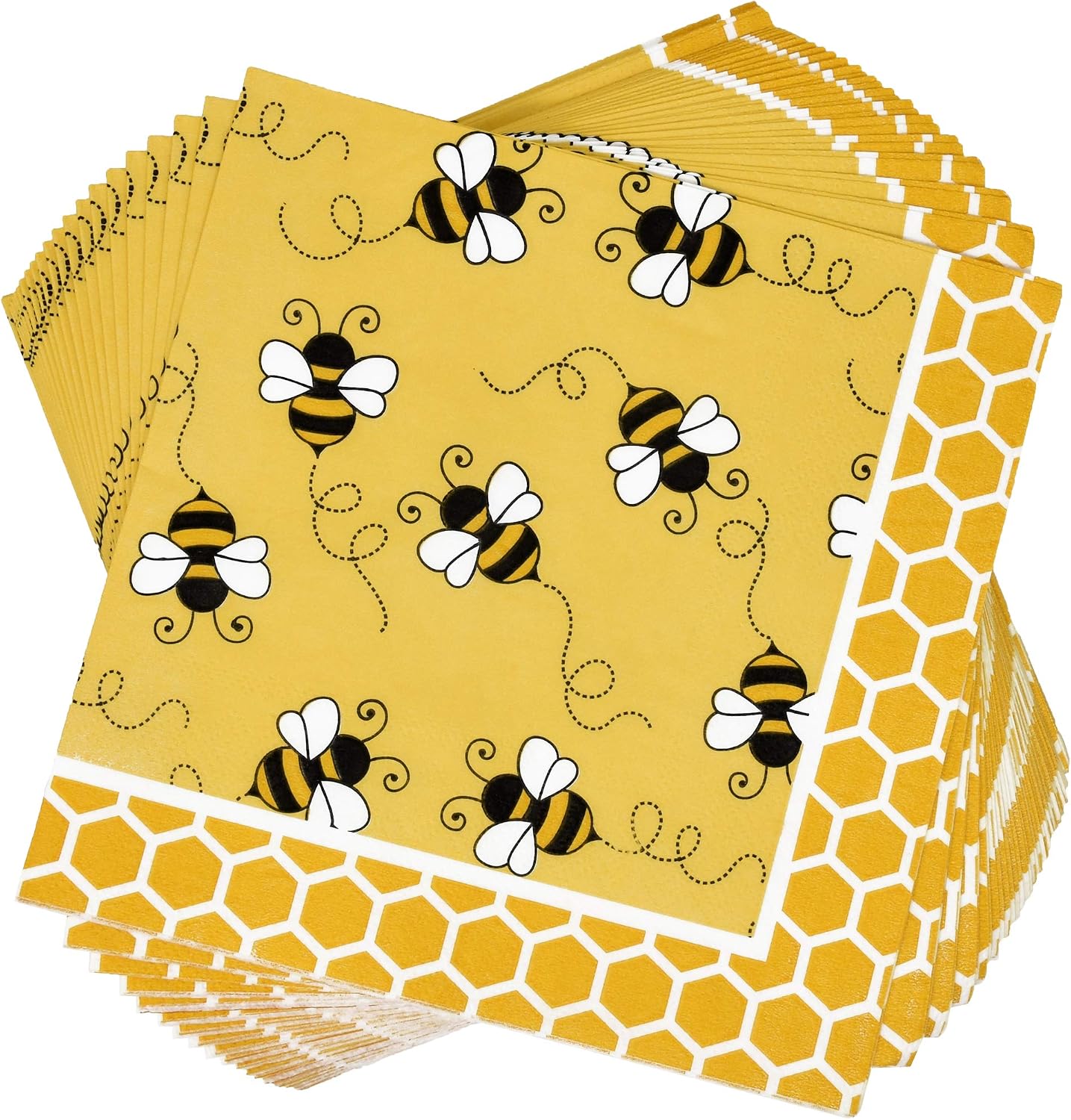 Bumble Bee Party Supplies Tableware Set Includes 24 9" Plates 24 7" Plate 24 9 Oz Cup 50 Lunch Napkin Honey Bees Honeycomb Baby Shower & Happy Bee Day Birthday Disposable Paper Dinnerware Decorations