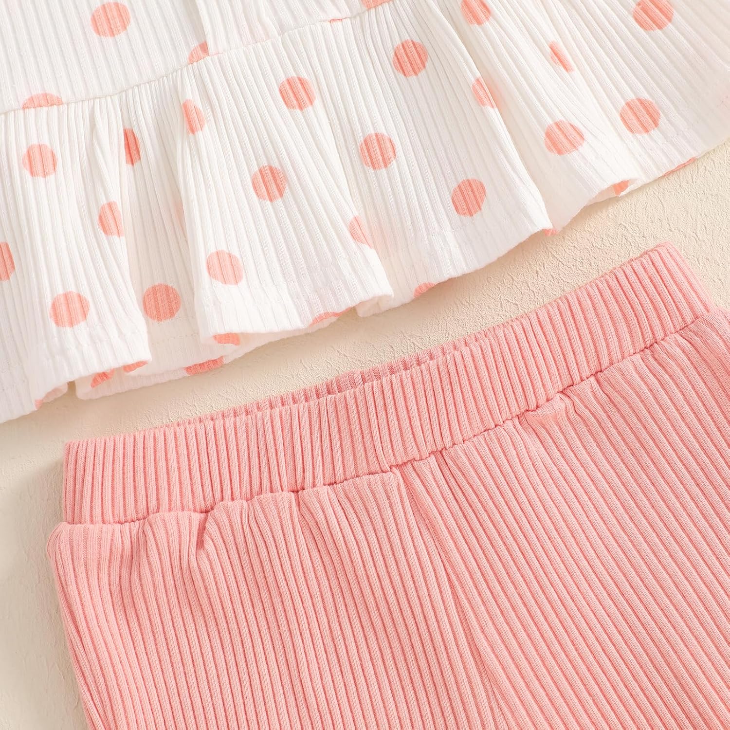 Mubineo Toddler Baby Girl Clothes Cute Ribbed Outfits Knit Long Sleeve Shirt Tops Bell Bottom Pant Fall Winter Outfit - Image 5