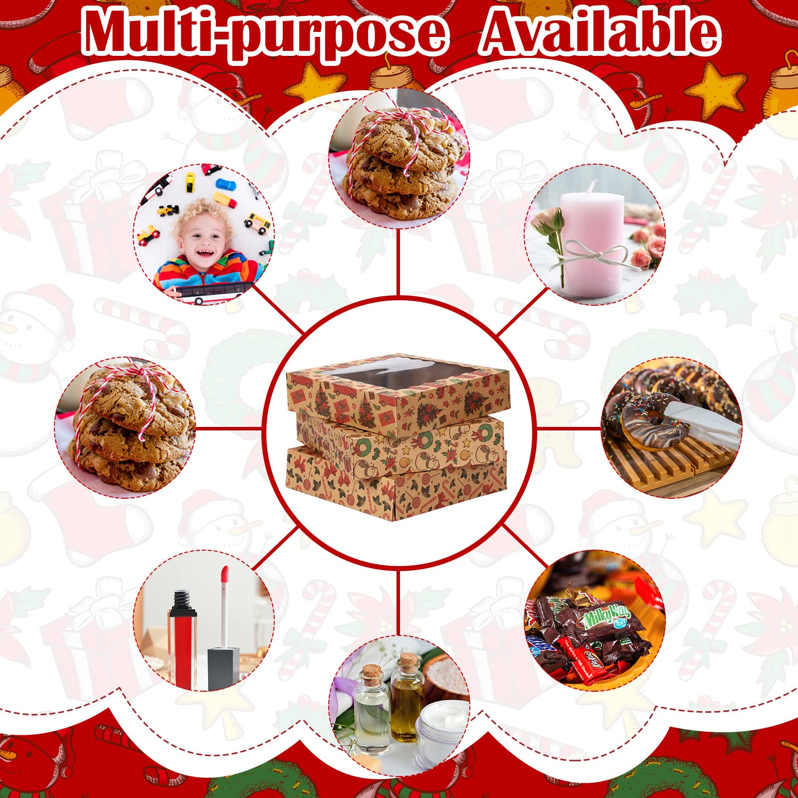 Christmas Cookie Boxes - 12 Pack with Lids -4