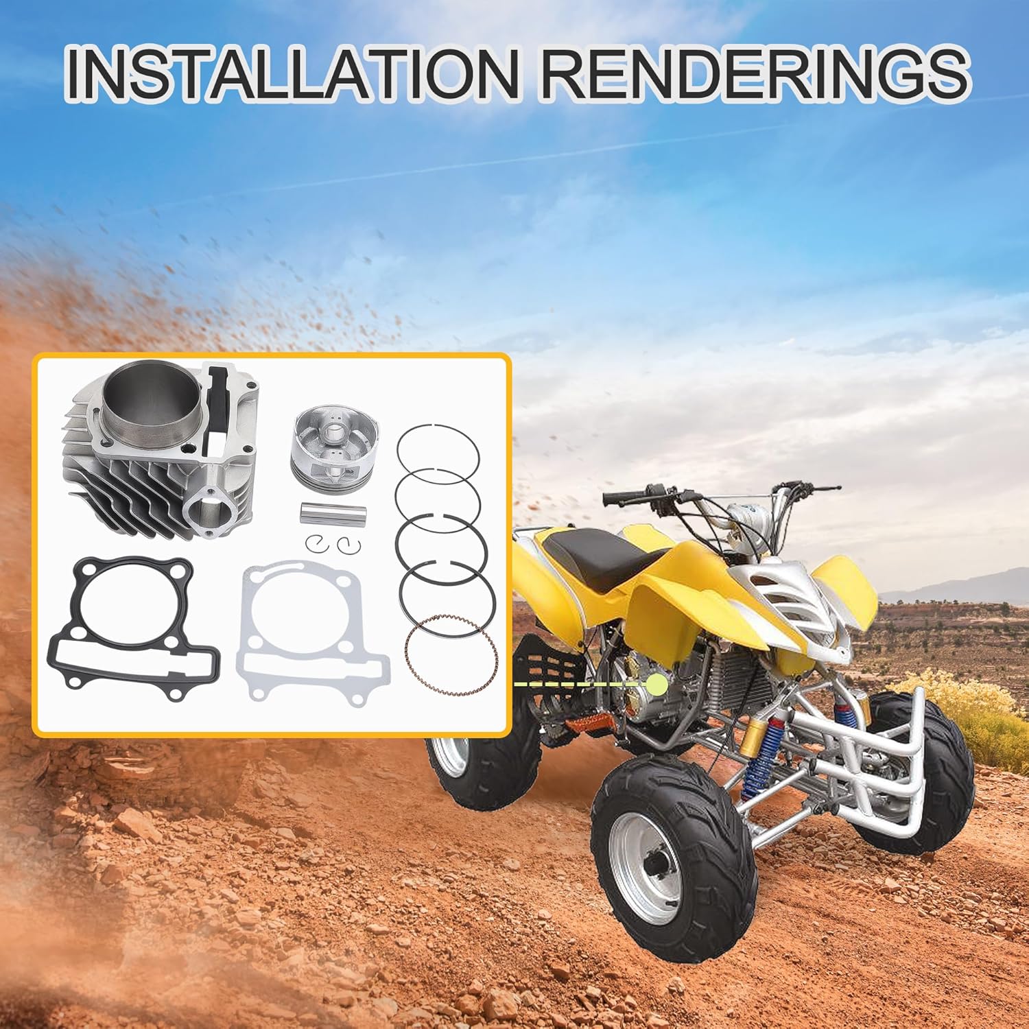 GOOFIT 62.5mm Big Bore Cylinder Head Valves Replacement for 4 Stroke GY6 B 170cc 180cc 200cc 1P63QML Engine Chinese ATV Quad 4 Wheeler Go Kart Scooter