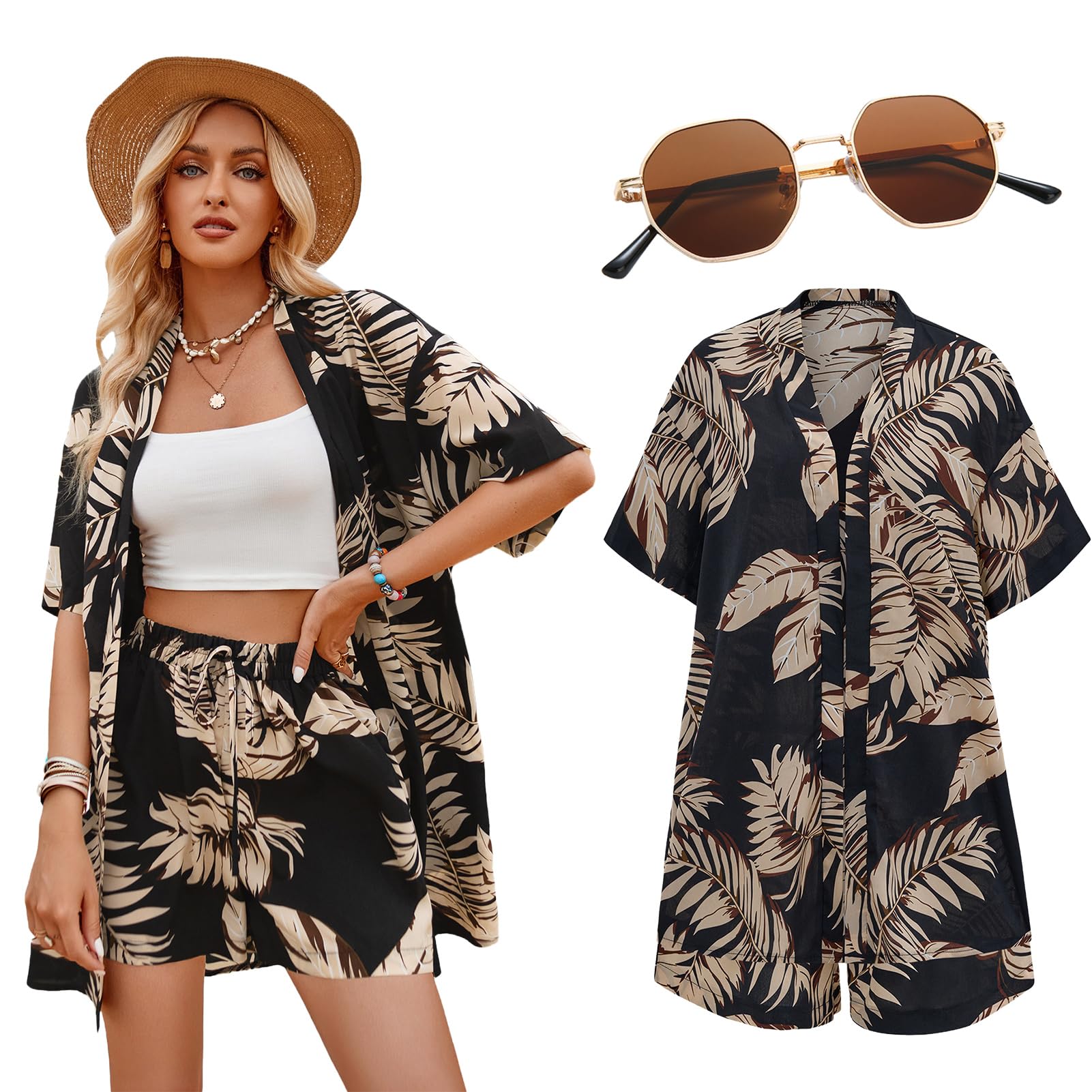 Raveparty Hawaii Hemd Damen Strand Damen Luftig Hawai Kostüm