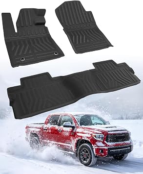 Floor Mats for Toyota Tundra 2014-2021 Only for CrewMax Cab, Car Accessories All Weather Truck Floor Liners for Tundra 2021 2020 2019 2018 2017 2016 2015 2014, 3PCS Carpet, XPELightweight Tough