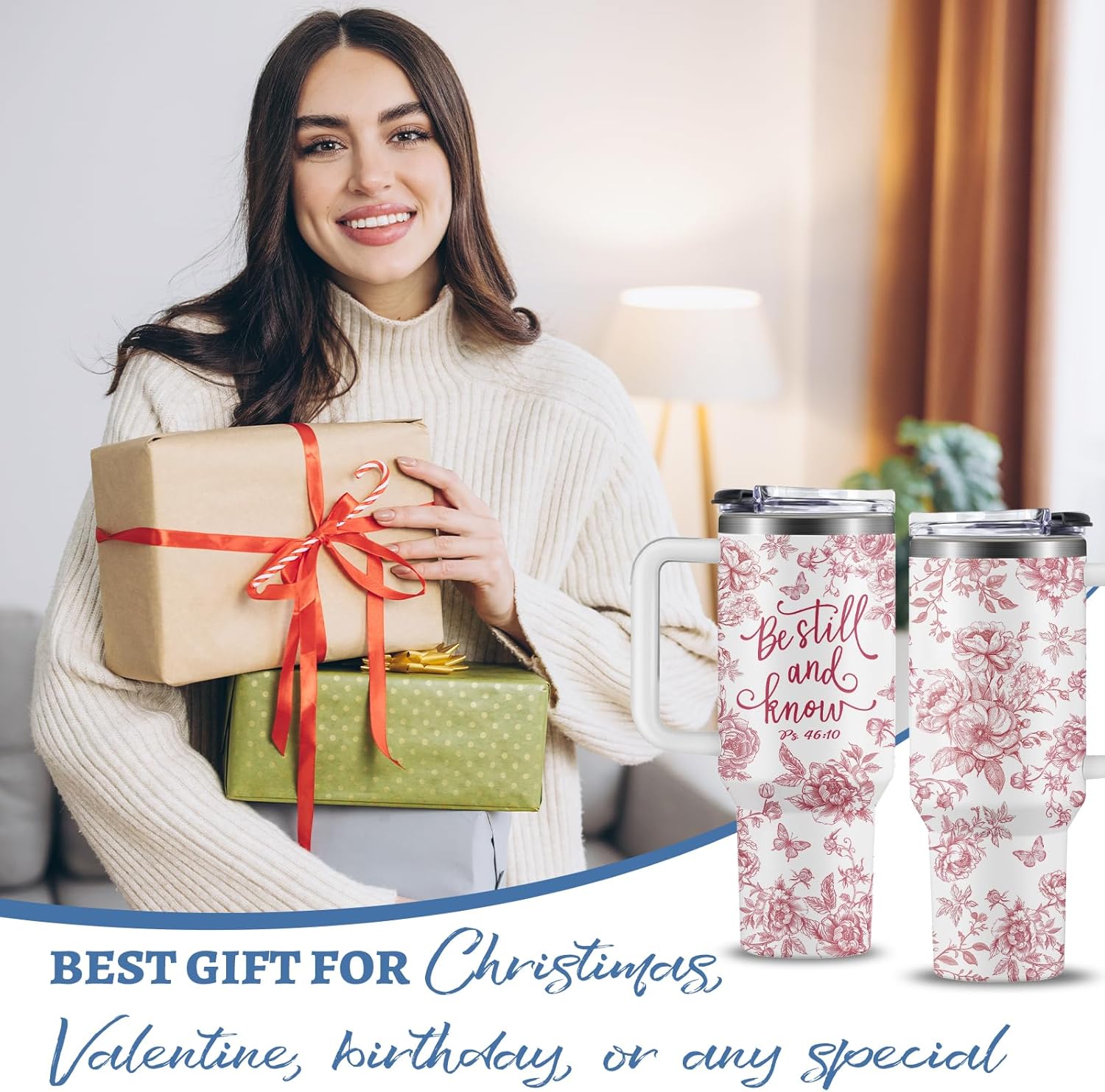 Christian Tumbler For Women, 30 Oz Floral Stainless Steel Vacuum Tumbler, Birthday Christmas Graduation Gifts For Women Mom Sister Best Friends, Travel Coffee Insulated Cup - Image 7