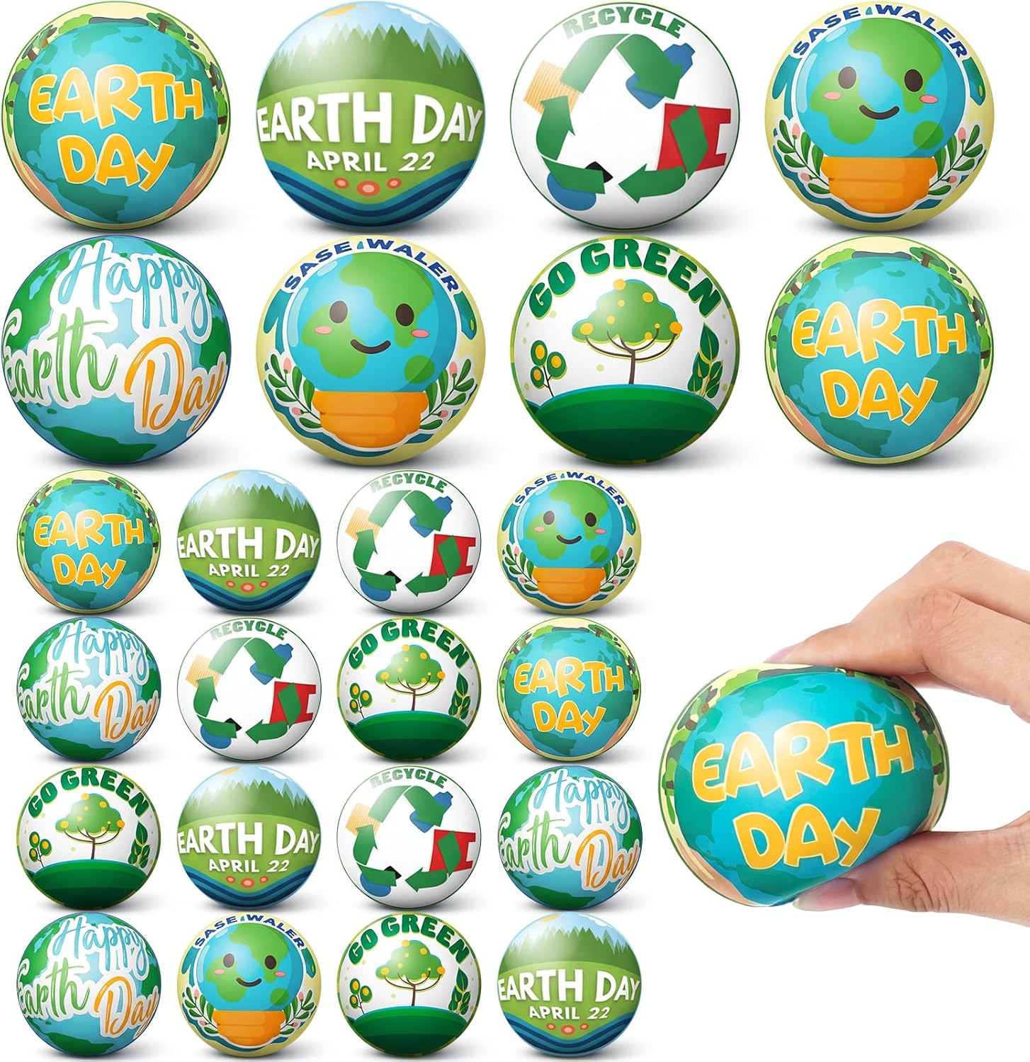 48 Pcs Oktoberfest Stress Balls Bulk Mini Squeeze Balls 2.5 Inch Fidget Toys for Decorations Party Favor Stress Relief Gifts School Prizes (Earth Day)