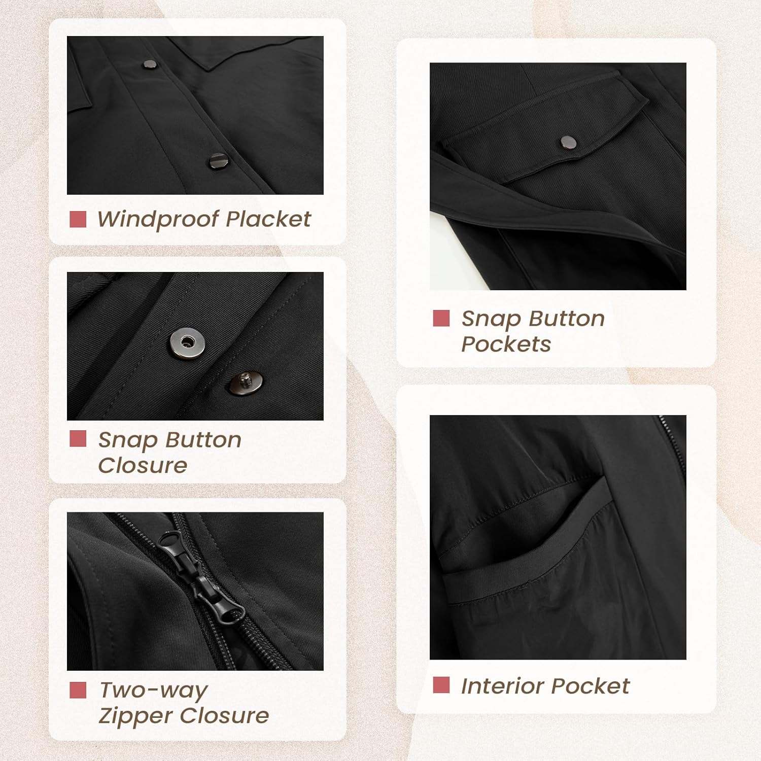 Womens Trench Coat Waterproof Rain Jacket Rain-blocking Brim Detachable Hood Raincoat with Belt Outdoor Travel