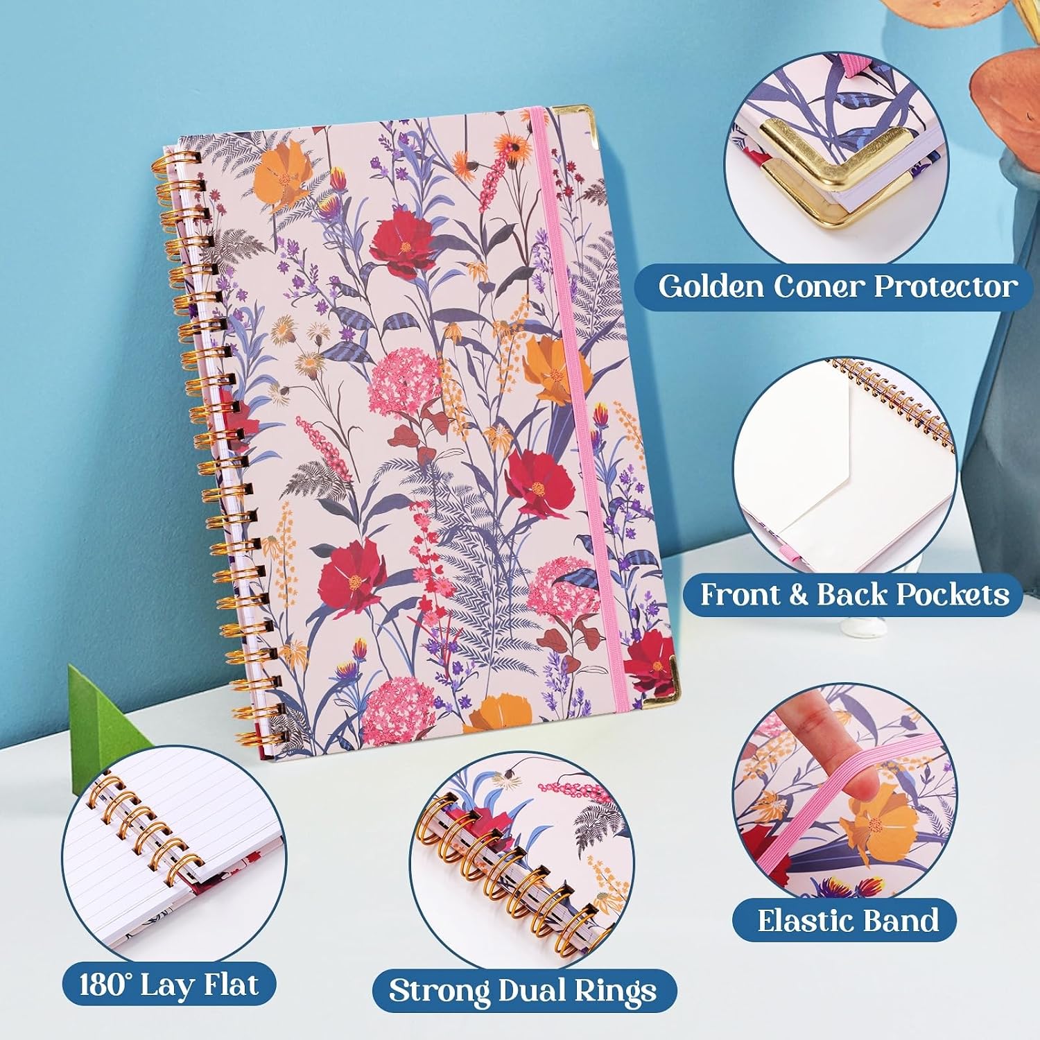 Notebook College Ruled,8.5 x 11 Hardcover Spiral Notebook Journal for Women image 4