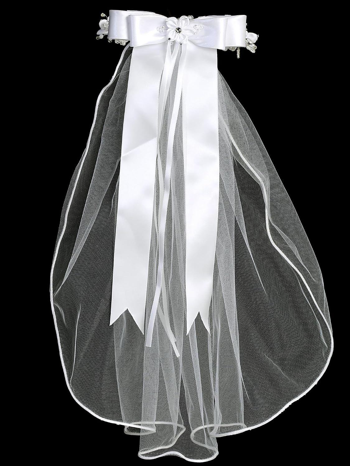 Pink Princess Catholic First Communion Veil for Girls 7-16 Crown - Holy 1st Velos para Niñas de Primera Comunion Veils