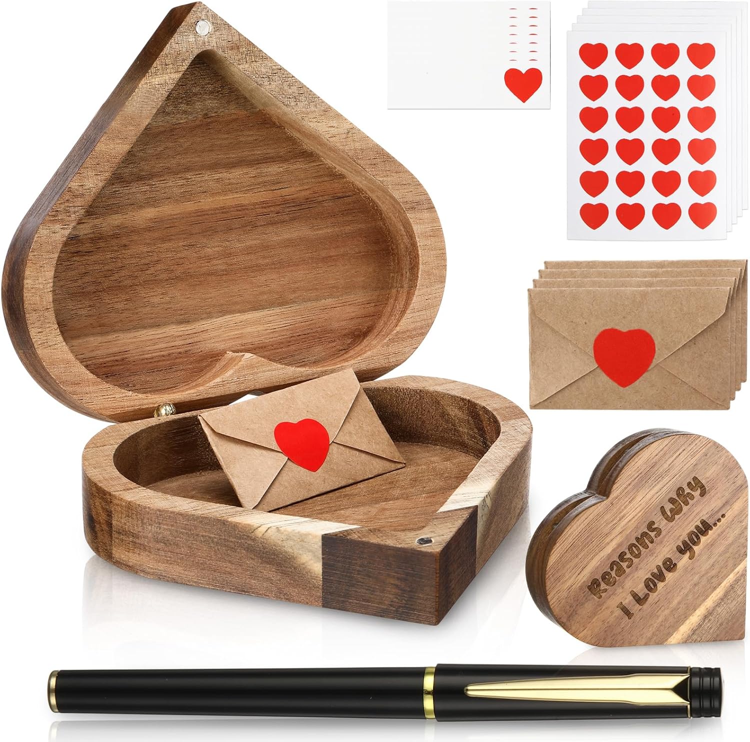 Mimorou 120 Sets Mini Love Notes for Him Her Mini Cards with Envelopes Romantic Heart Box for Long Distance Relationship Cute Couple Birthday Gift Ideas for Husband Wife