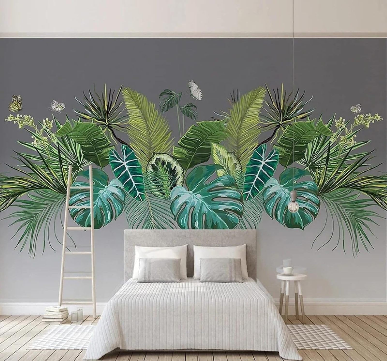 XLMING Fresh Three Dimensional Green Plants Butterflies 3D Wallpaper Luxury Silk Study Dining Feature Sofa Grey Bedroom Living Room Tv Decorative Wall-300cm×210cm