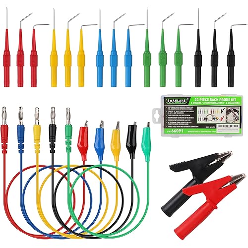 SWANLAKE 22-Piece Back Probe Kit, Multimeter Back Probe Pins with Test Leads and Alligator Clips, Automotive Electrical Circuit Diagnostic Tool Set for Car Repair