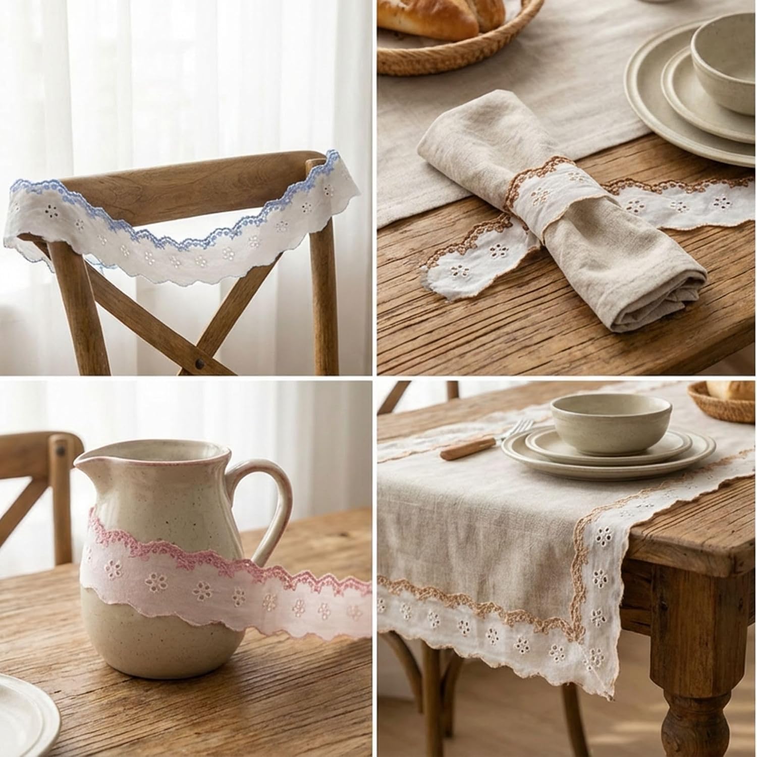 10 Yards Cotton Eyelet Lace Trim Embroidered Scalloped Butterfly Edge Ribbon for Sewing Baby & Pet Clothes Doll Dress Craft Projects (Pink)