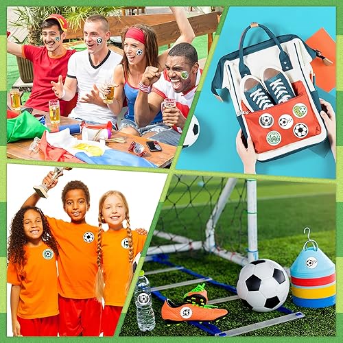Miniatura 6 de Teling Juego de 500 calcomanías de pelota de fútbol, impermeables, autoadhesivas, para álbumes de recortes, casco, frascos, suministros de fiesta
