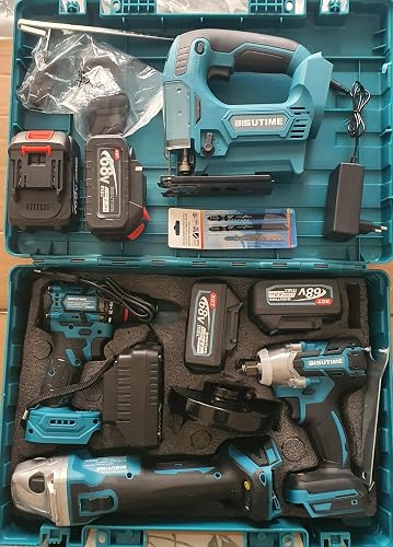 4 in 1 Combo - Wrench- Drill- Grinder- Skill saw- 4 x batteries