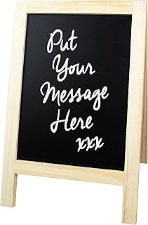 Global Gizmos Retro Style Double Sided Mini Chalkboard Stand 19x30cm Including Chalk Memo Board, Black, 25 x 4 x 31 cm