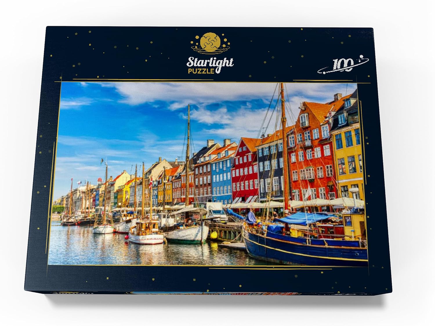 MyPuzzle Nyhavn Harbor in The Center of Copenhagen, Denmark - Premium 100 Piece Jigsaw Puzzle for Adults