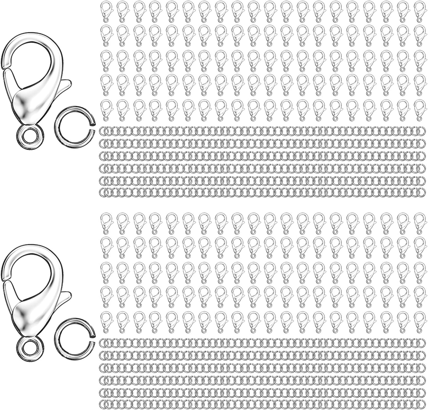 MKCYD 700Pcs Lobster Claw Clasps and Open Jump Rings Set, 14K Gold and Silver Necklace Clasps and Closures Lobster Parrot Trigger Clasp for Jewelry Making