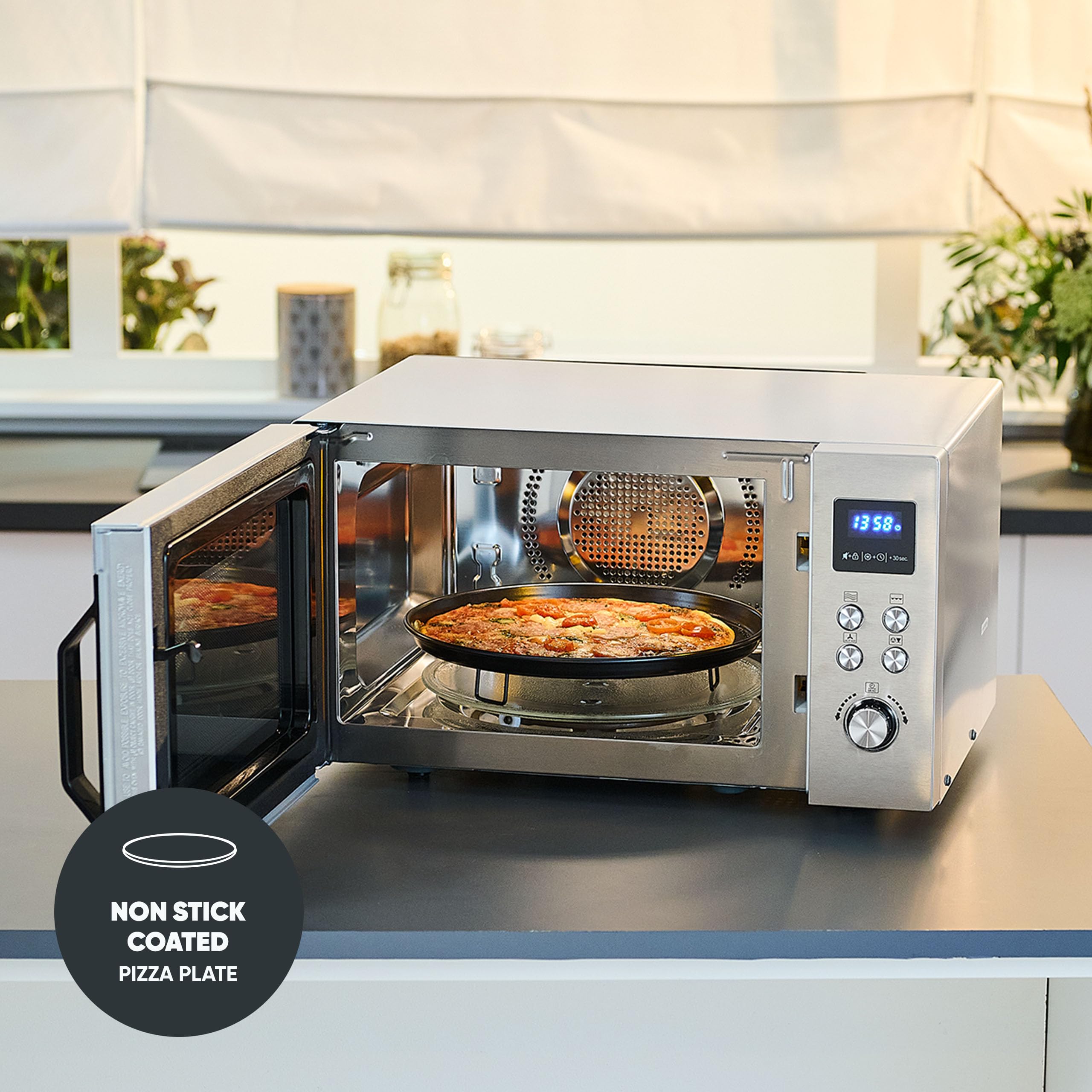 SEVERIN - Microonde con grill e funzione aria calda 900 W - Acciaio inossidabile MW 7918