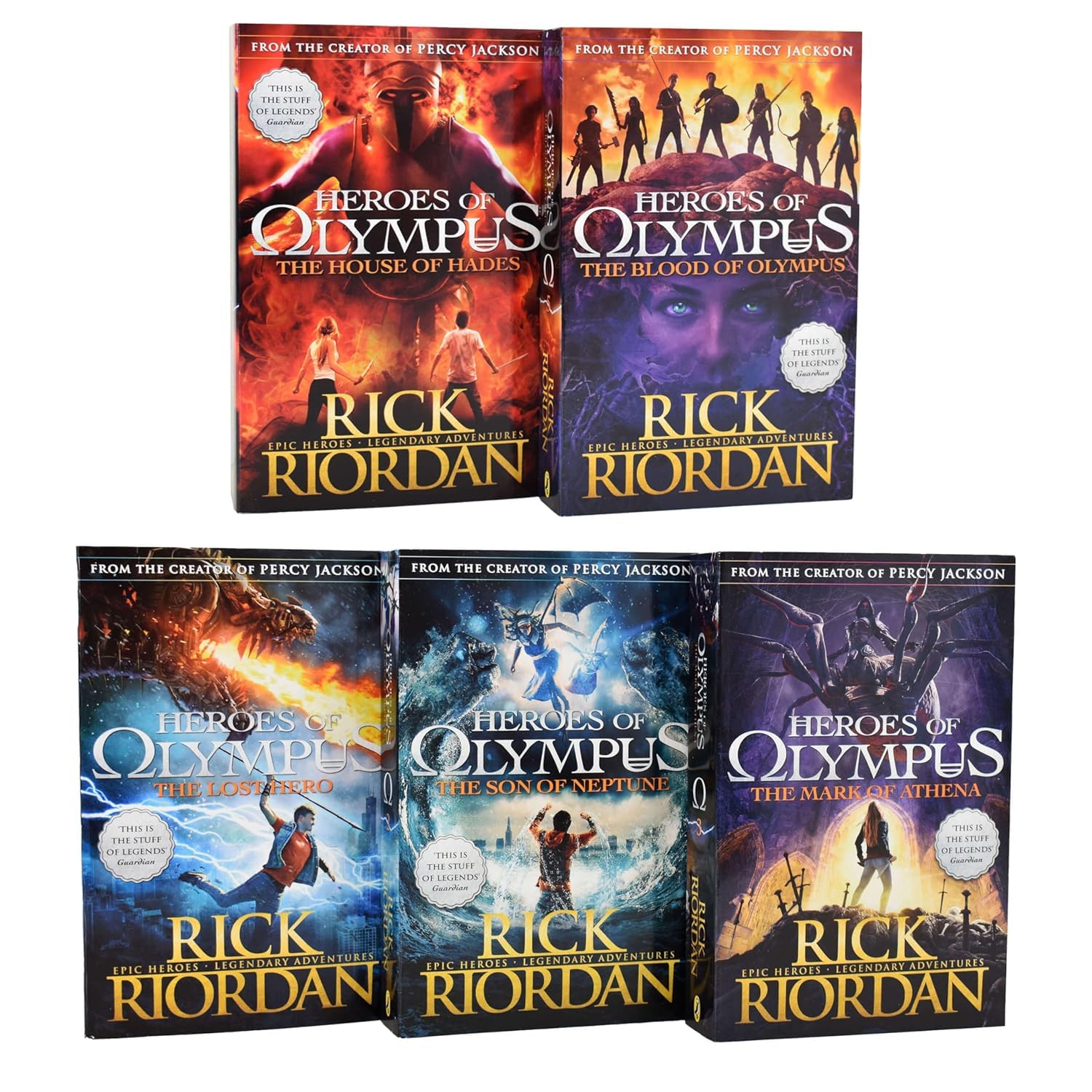 Rick Riordan Heroes of Olympus Complete 5 Books Box Set – The Lost Hero, The Son of Neptune, The Mark of Athena, The House of Hades & The Blood of Olympus | Paperback Fantasy Adventure Collection      Paperback – May 23, 2023