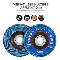 Vista 3 de Neiko 11120A - Disco de solapa de circonita de alta calidad, 4.5 x 7/8 pulgadas, grano 80, tipo bisel #29, paquete de 10