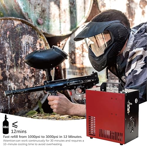 Miniatura 2 de Thunder 4500psi PCP Compresor de aire, recarga de hasta 1.6L, convertidor incorporado, suministro de bomba de apagado automático de 12 V y 110 V,