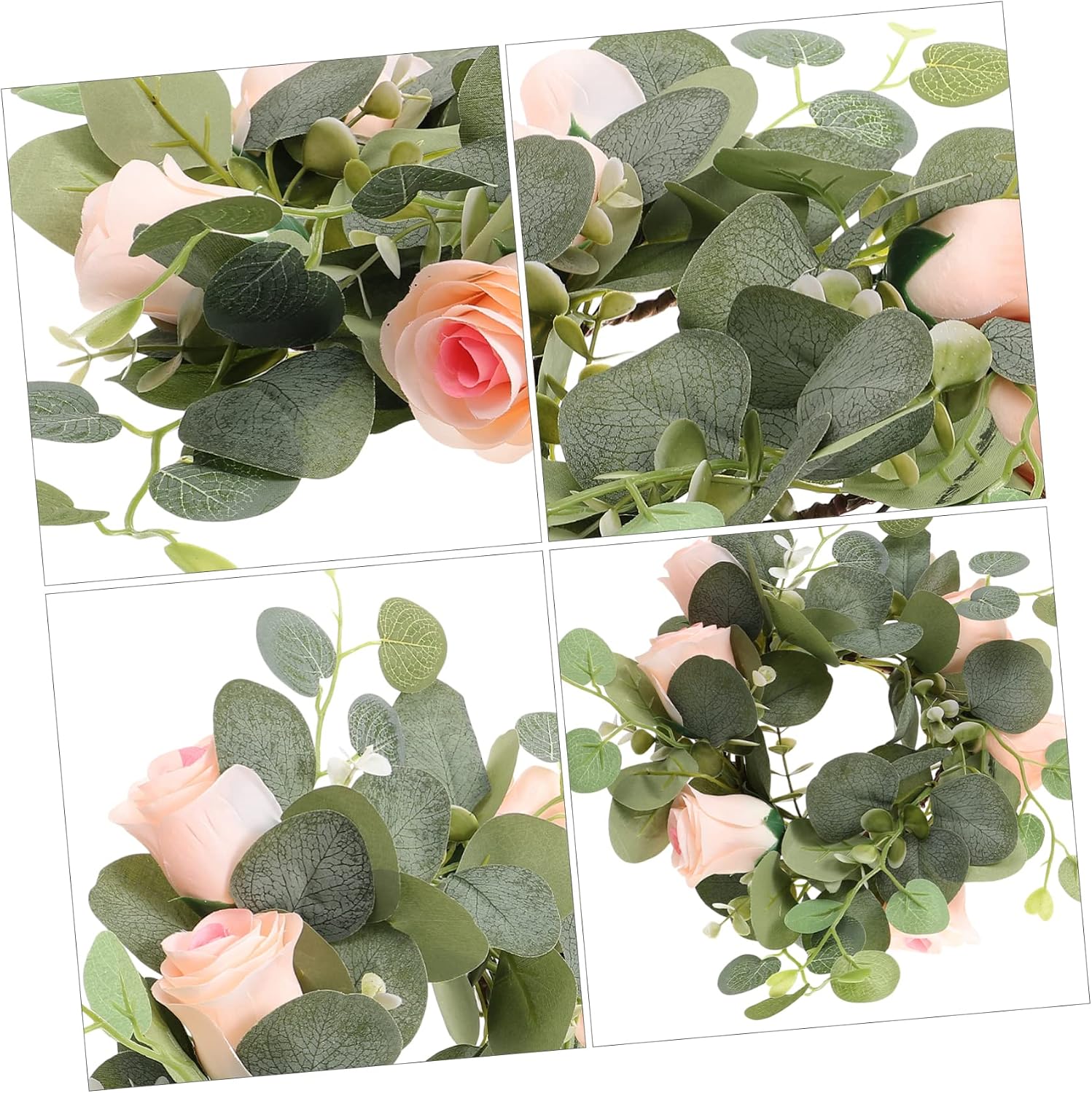 Zerodeko 2pcs Candle Wreath Rings Leaf Candle Rings Artificial Flower Wreaths Living Decor Christmas Table