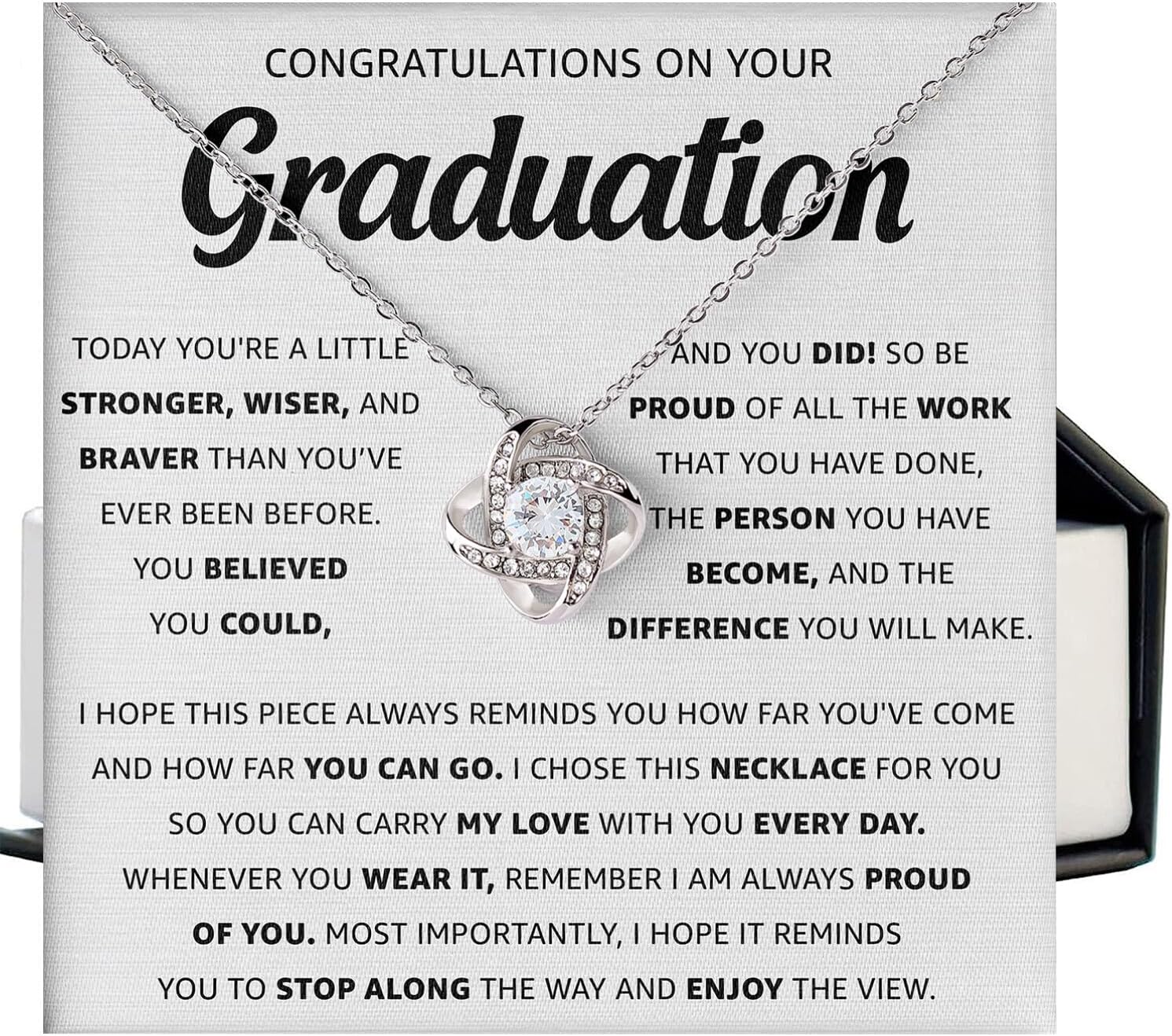 Graduation Necklace for Her 2026 – Inspirational Sterling Silver Necklace with Message Card & Gift Box, Graduation Gifts for Women, Daughter, Girlfriend, Sister, College & High School Grad