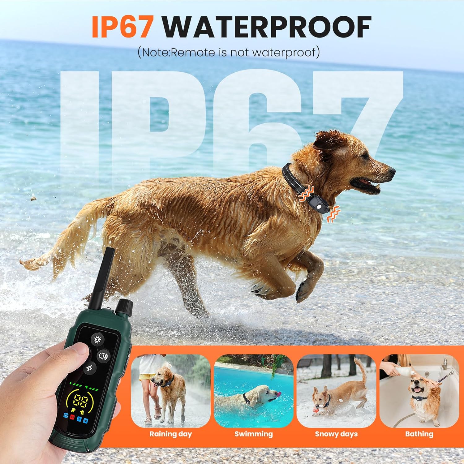 Dog Shock Collar - 4000FT Remote Training Collar with 4 Modes & LED Lights, IP67 Waterproof, Rechargeable E Collar for Small to Large Dogs (8-150 Lbs), Green