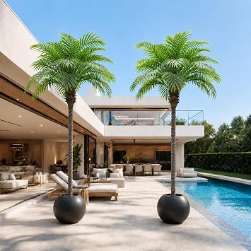 Artificial Palm Trees for Outdoors,7.5ft Tall Fake Plant for Indoor/Outdoor