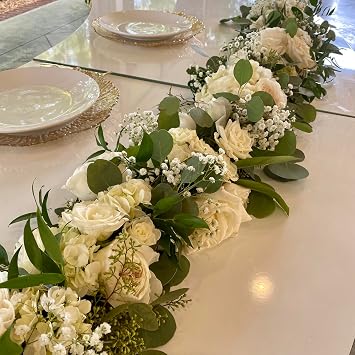 HAKZEON 2 Bunch Floral Foam Garland, Floral Foam Netted Garland, Green Florals Foams Blocks Florals Foams Netting for Home and Wedding Arch Door Flowers Arrangement, 9.2FT Long