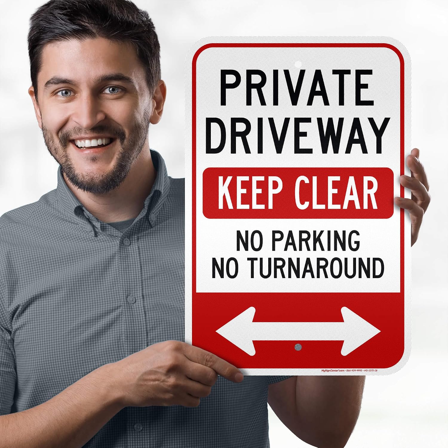 Private Driveway Keep Clear No Parking No Turnaround Sign, 12x18 Inches, 3M EGP Reflective, Rust Free .063 Aluminum, Fade Resistant, Made in USA by My Sign Center