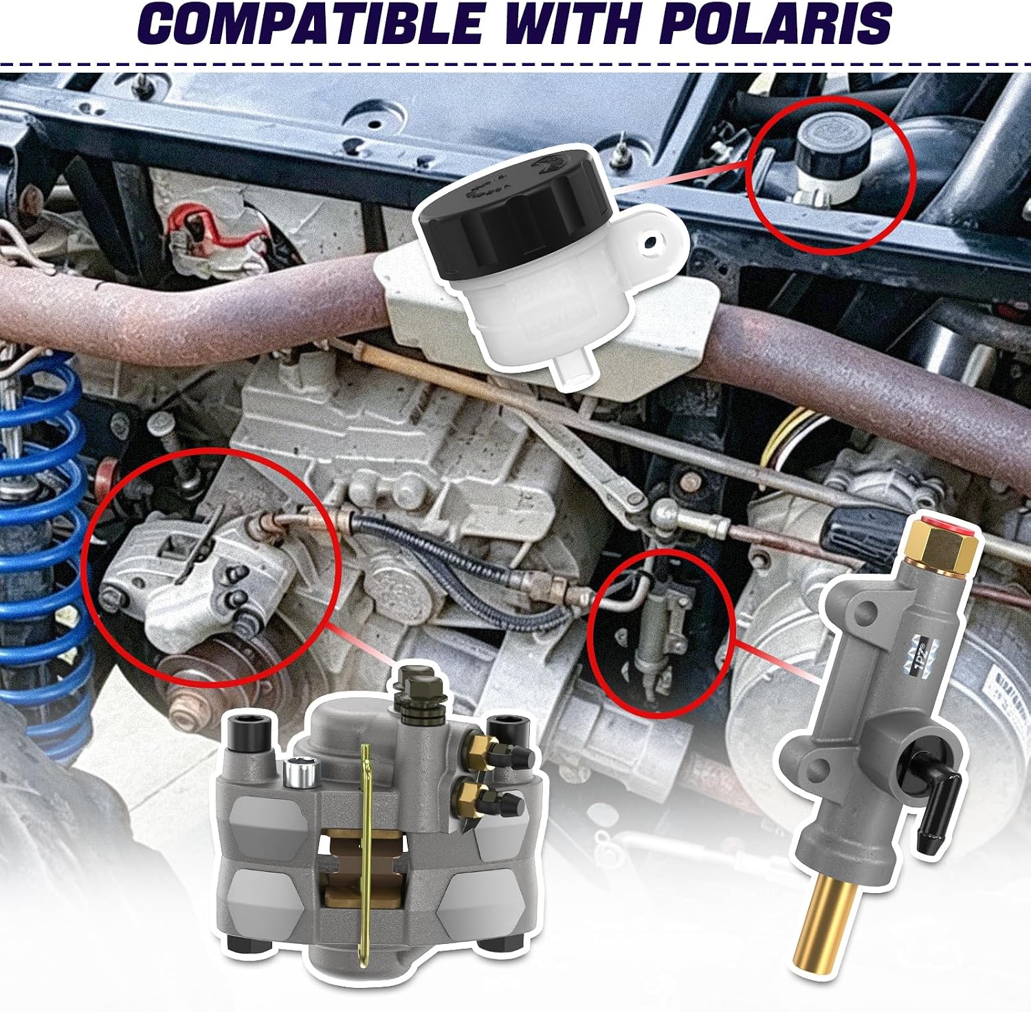 1PZ Rear Brake Caliper & Master Cylinder for Polaris Scrambler 400 500 Magnum 325 500 X-pedition 325 425 Trail Blazer 250 400 Trail Boss 325 330 Xplorer 250 400 Sport 400